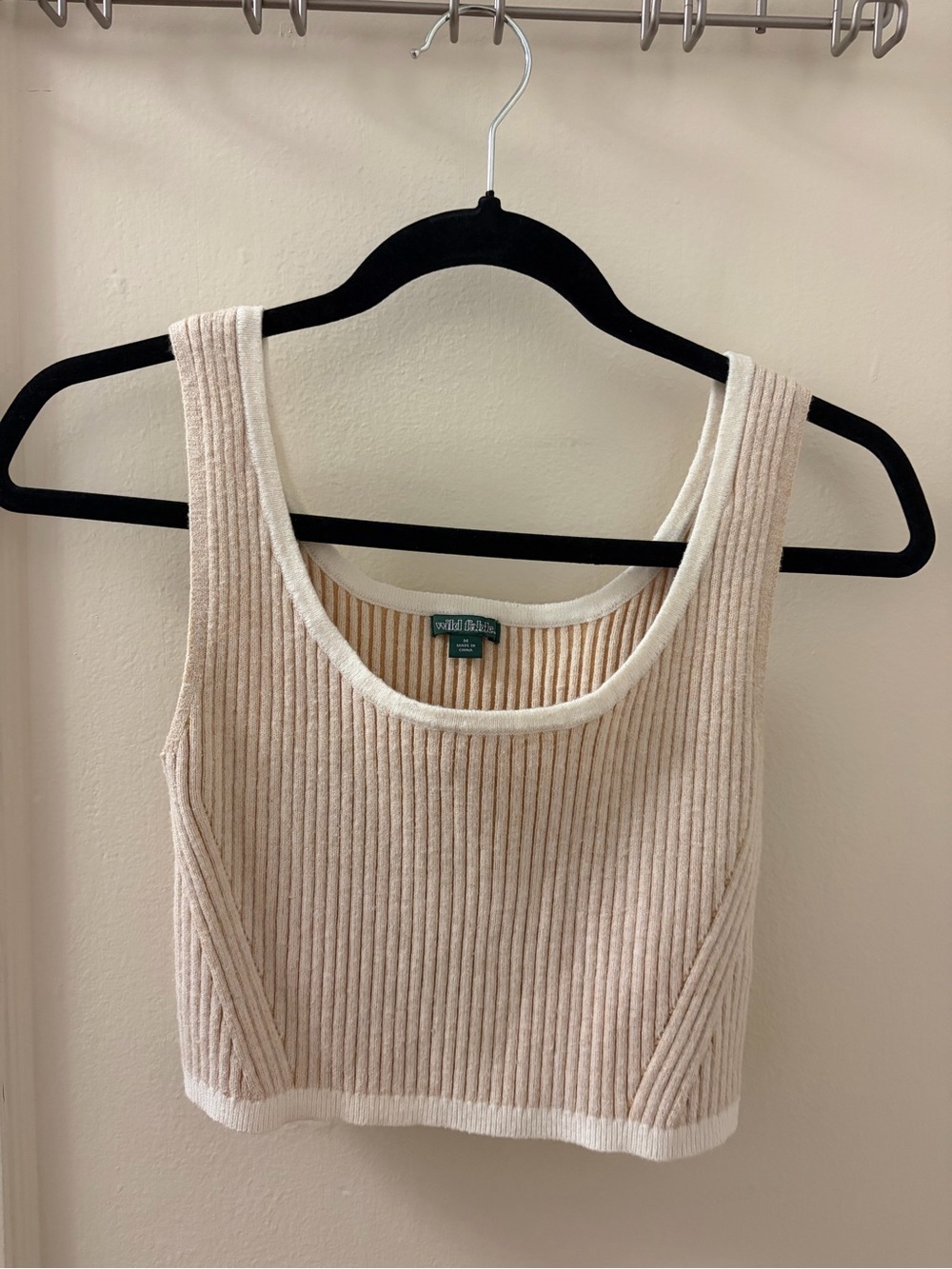 wild fable Cream Ribbed Knit Crop Tank